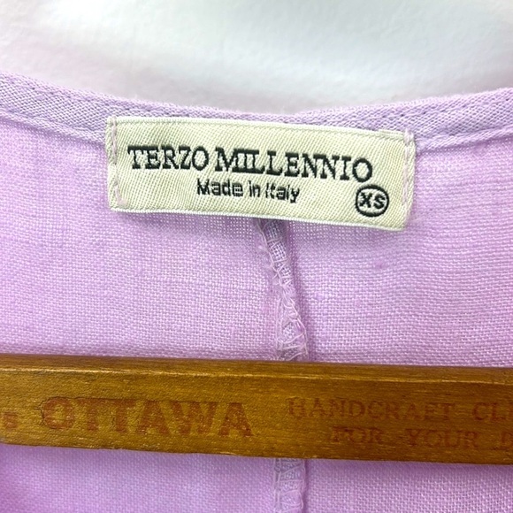 Terzo Millennio Linen Dress Made in Italy Size XS Lilac Purple Resort Vacation - Picture 8 of 10